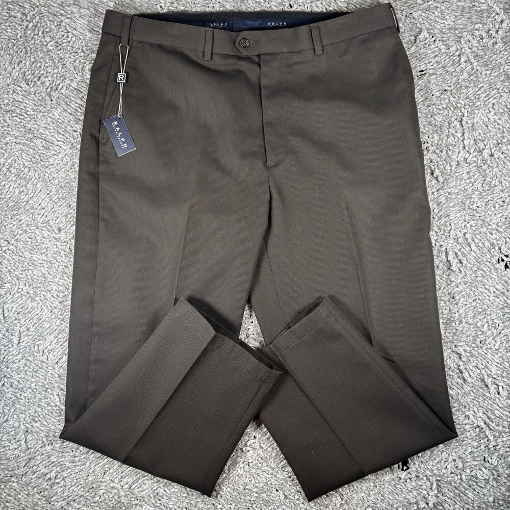 Ralph Ralph Lauren Wrinkle Resistant Flat Front Pants Men's 40x30 Brown NWTS